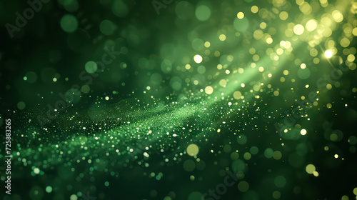 green luxury glitter and bokeh particles, green bokeh background, holiday festival background