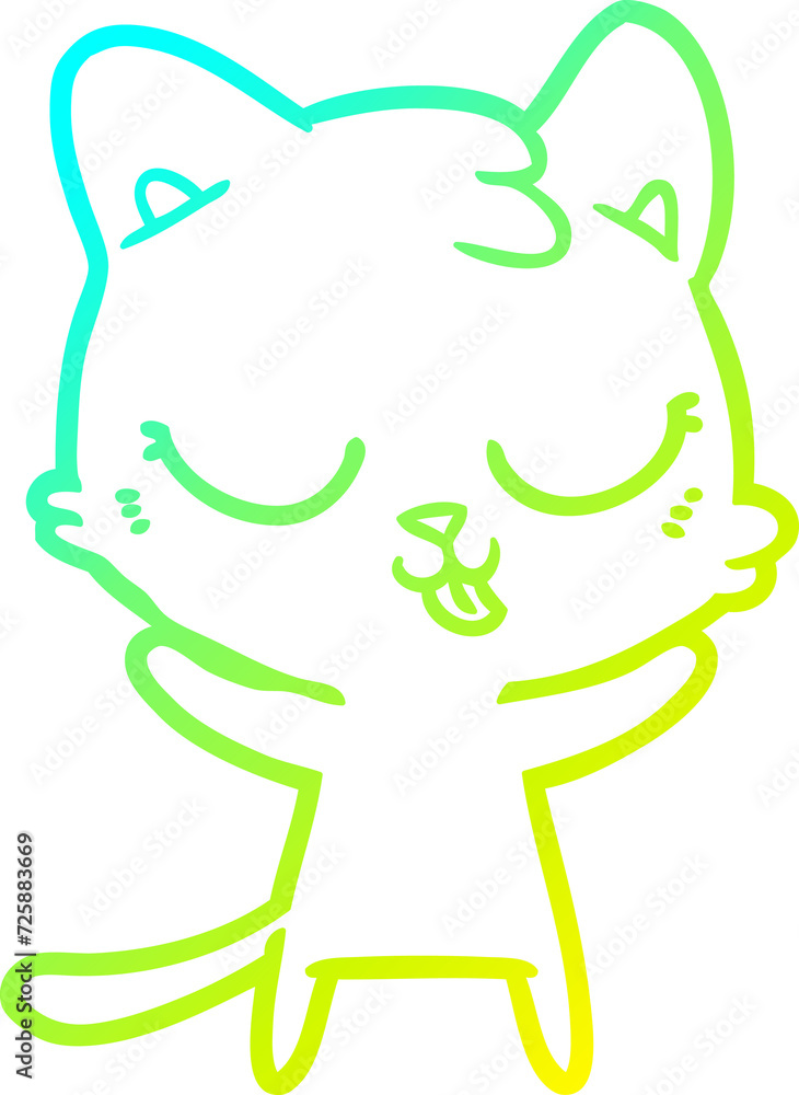 cold gradient line drawing cute cartoon cat cold gradient line drawing cute cartoon cat