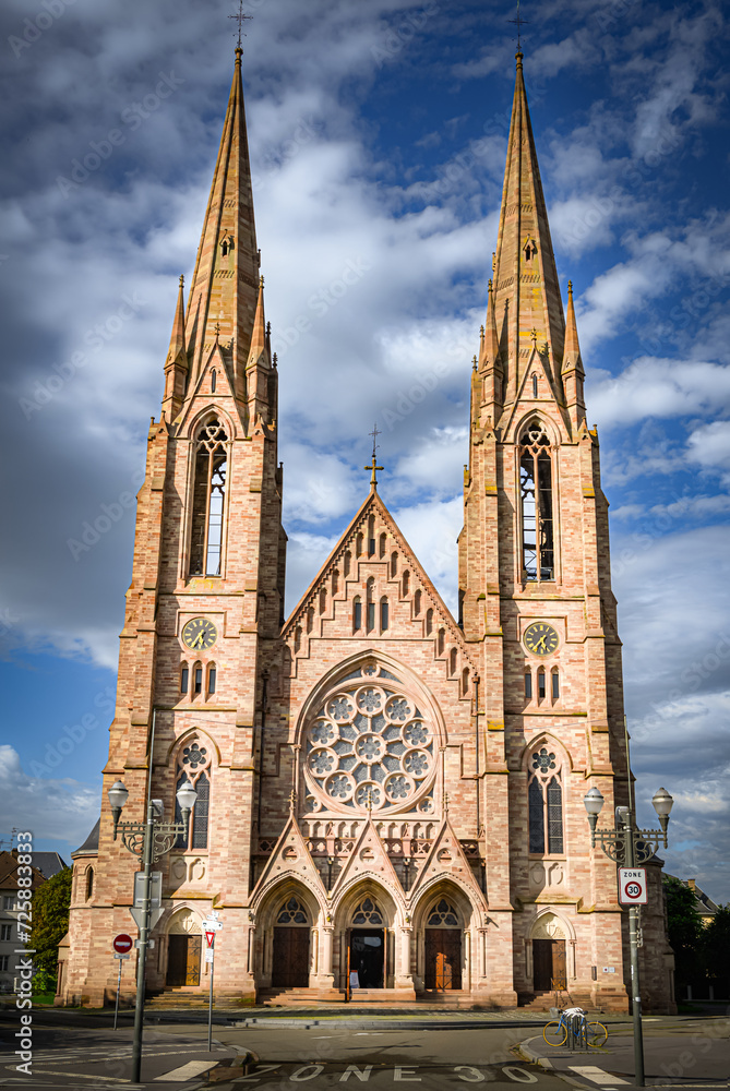 Fototapeta premium St. Paul's Church of Strasbourg - major Gothic Revival architecture building of the city of Strasbourg