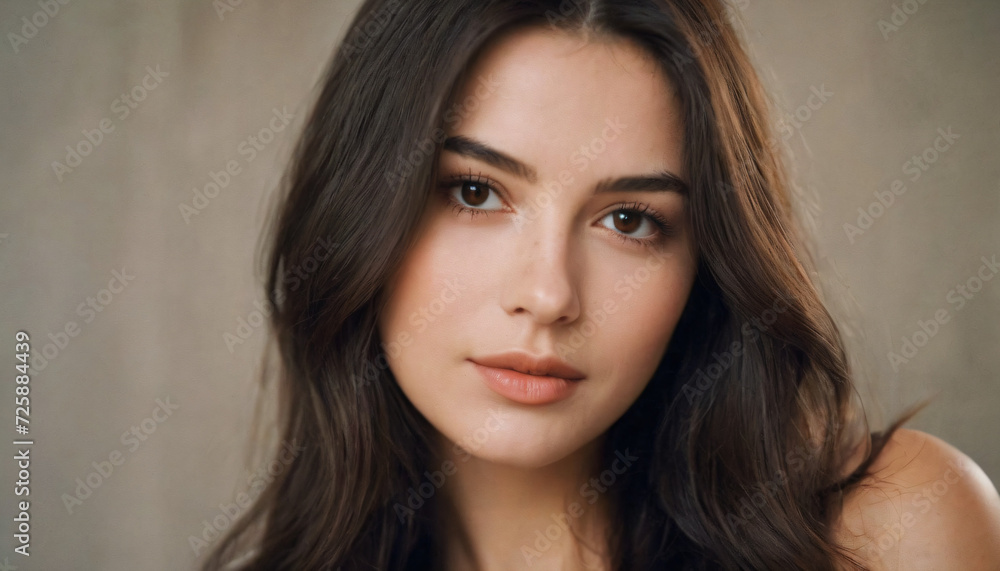 Young Brunette with Clear Skin and Soft Smile - Headshot in Professional Setting Young Brunette with Clear Skin and Soft Smile - Headshot in Professional Setting