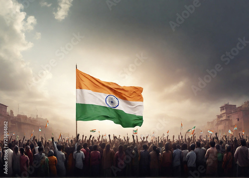 India Flag, Independence day, republic day and 15th August splash background illustration. Generative AI