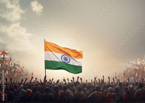 India Flag, Independence day, republic day and 15th August splash background illustration. Generative AI