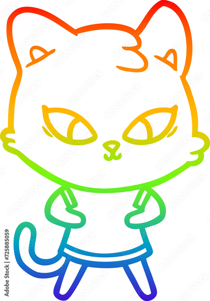 rainbow gradient line drawing cute cartoon cat rainbow gradient line drawing cute cartoon cat