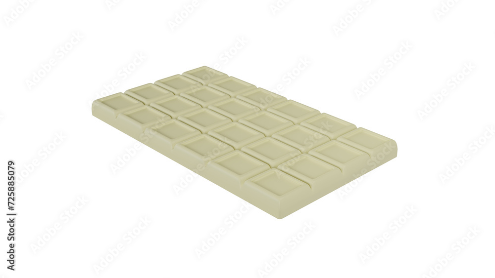 White chocolate bar isolated on transparent and white background. Chocolate concept. 3D render