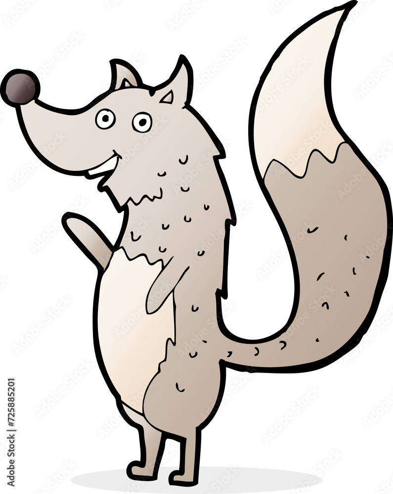 cartoon waving wolf cartoon waving wolf