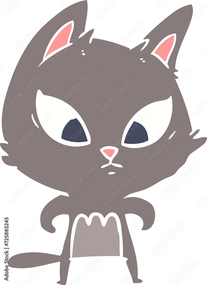 Fototapeta premium confused flat color style cartoon cat