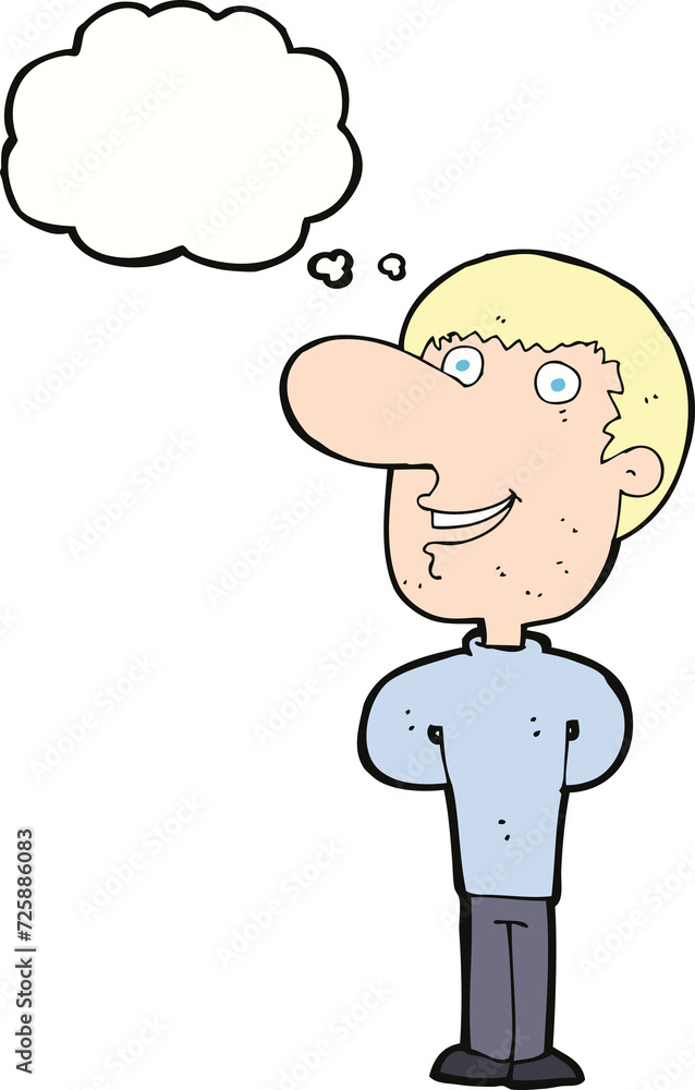 cartoon happy man with thought bubble cartoon happy man with thought bubble