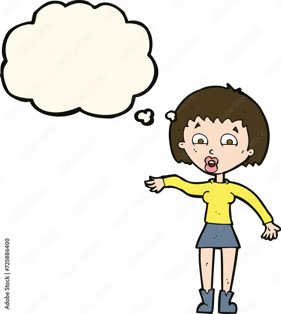 cartoon surprised woman with thought bubble cartoon surprised woman with thought bubble