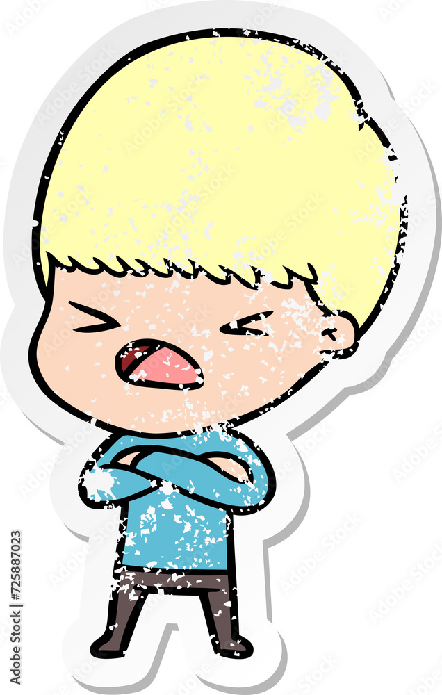 distressed sticker of a cartoon stressed man distressed sticker of a cartoon stressed man