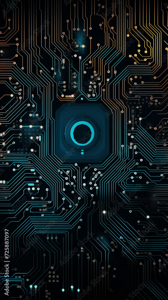 Fototapeta premium Electronic circuit board, abstract data background