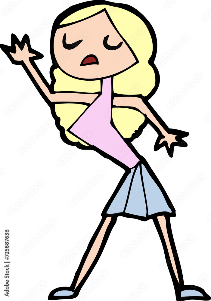 cartoon woman dancing