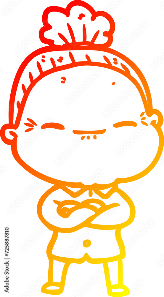 warm gradient line drawing cartoon peaceful old woman warm gradient line drawing cartoon peaceful old woman