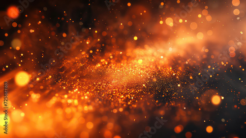 orange luxury glitter and bokeh particles, orange bokeh background, holiday festival background