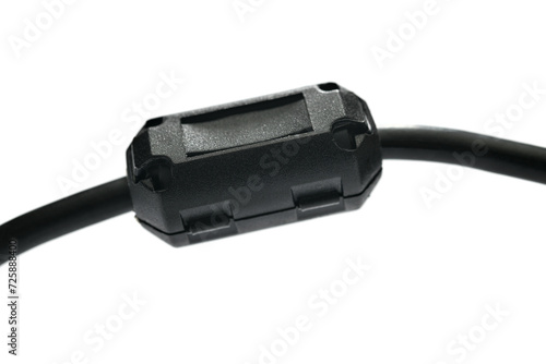 Photos Close-up of a ferrite bead inductor on isolated white background