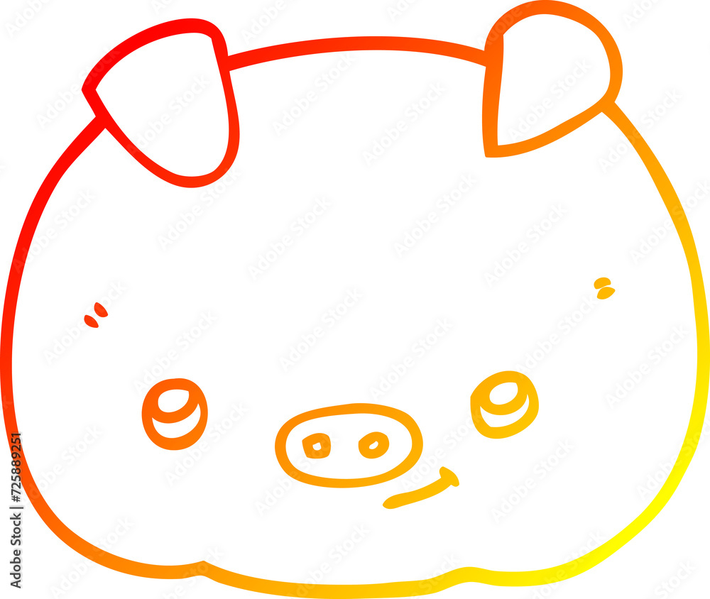 warm gradient line drawing cartoon happy pig warm gradient line drawing cartoon happy pig