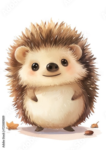little hedgehog illustration, isolated on clean white background