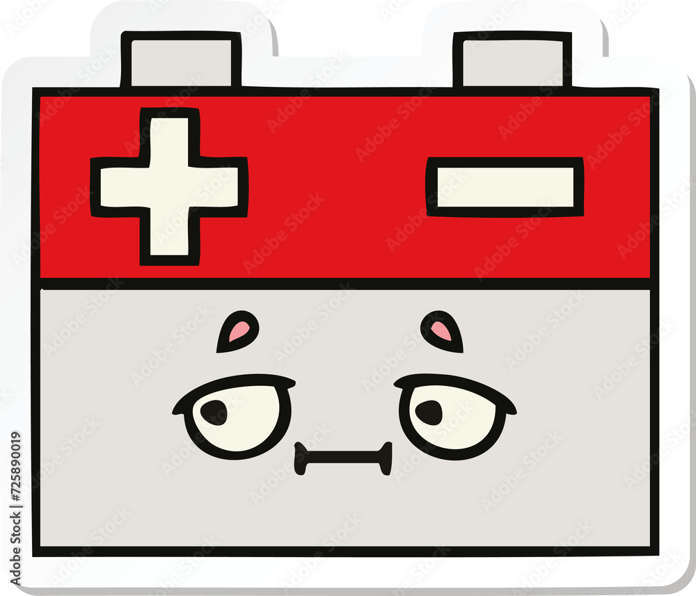 Obraz premium sticker of a cute cartoon car battery