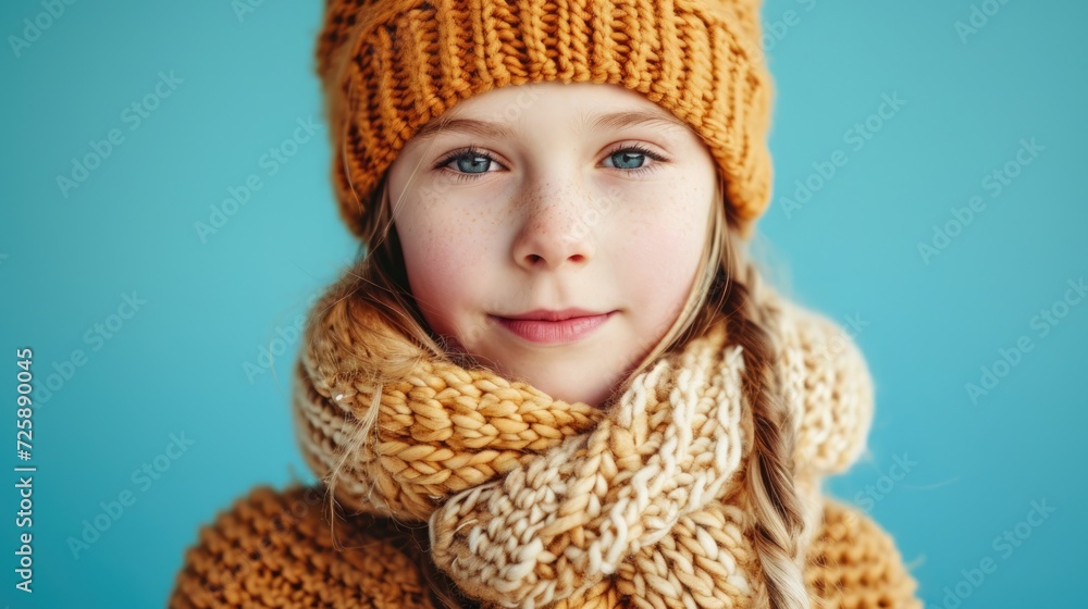 young girl , wear traditional knitted warm sweater young girl , wear traditional knitted warm sweater