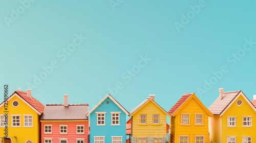 Sales banner with scandinavian houses, free copy space