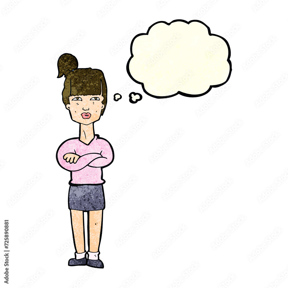 cartoon annoyed woman with thought bubble cartoon annoyed woman with thought bubble