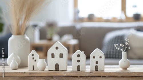 white ceramic scandinavian houses in light interior