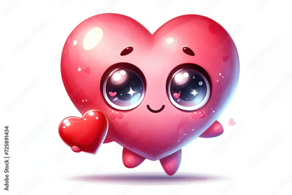 cute love symbol in the shape of a heart cartoon with eyes isolated on a white background. ai generative cute love symbol in the shape of a heart cartoon with eyes isolated on a white background. ai generative
