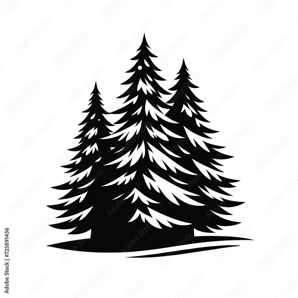 Obraz premium Silhouette of Pine Trees