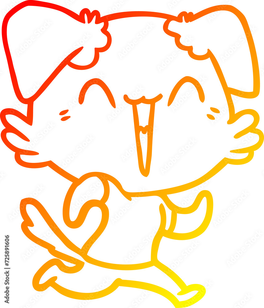 warm gradient line drawing happy little dog cartoon warm gradient line drawing happy little dog cartoon