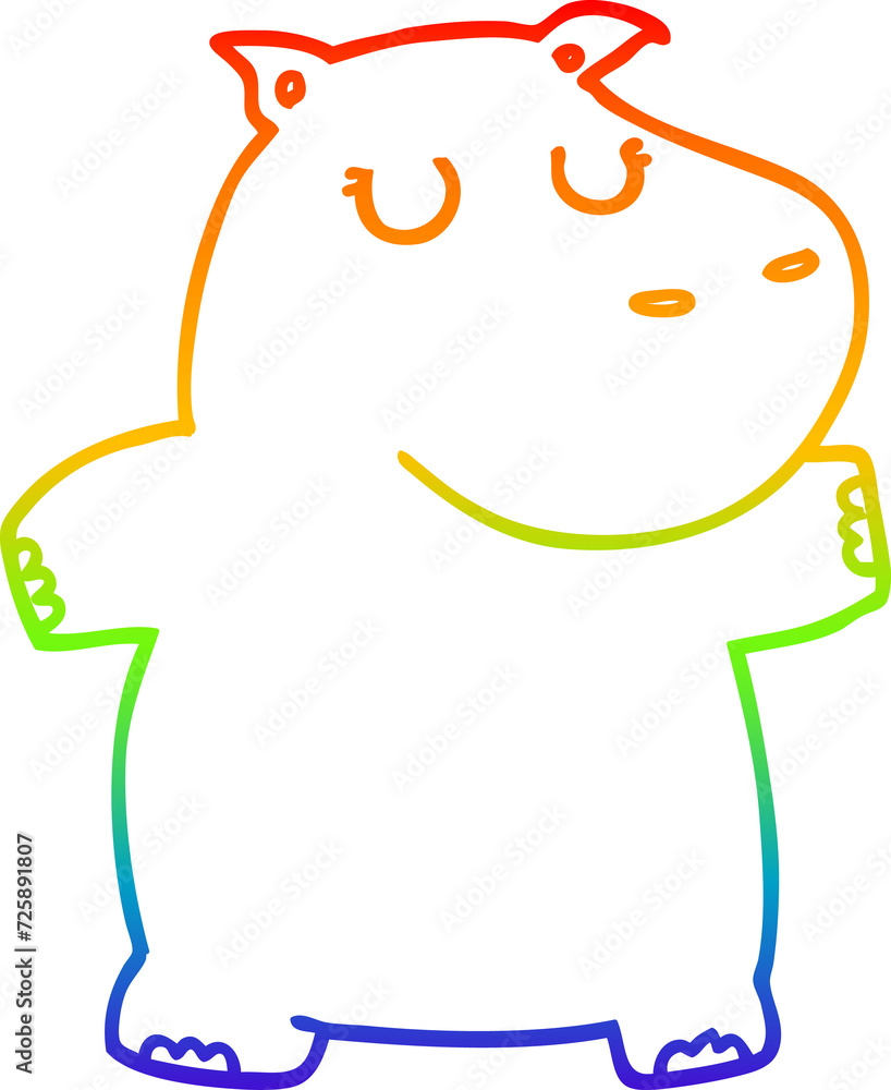 Obraz premium rainbow gradient line drawing cartoon hippo
