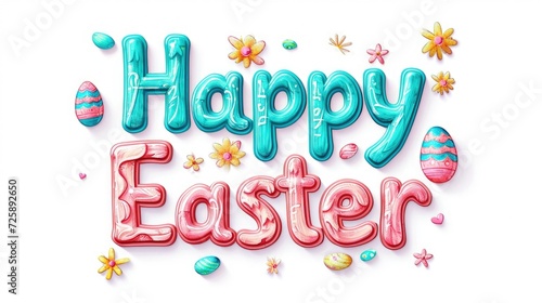 Happy Easter lettering 3D style