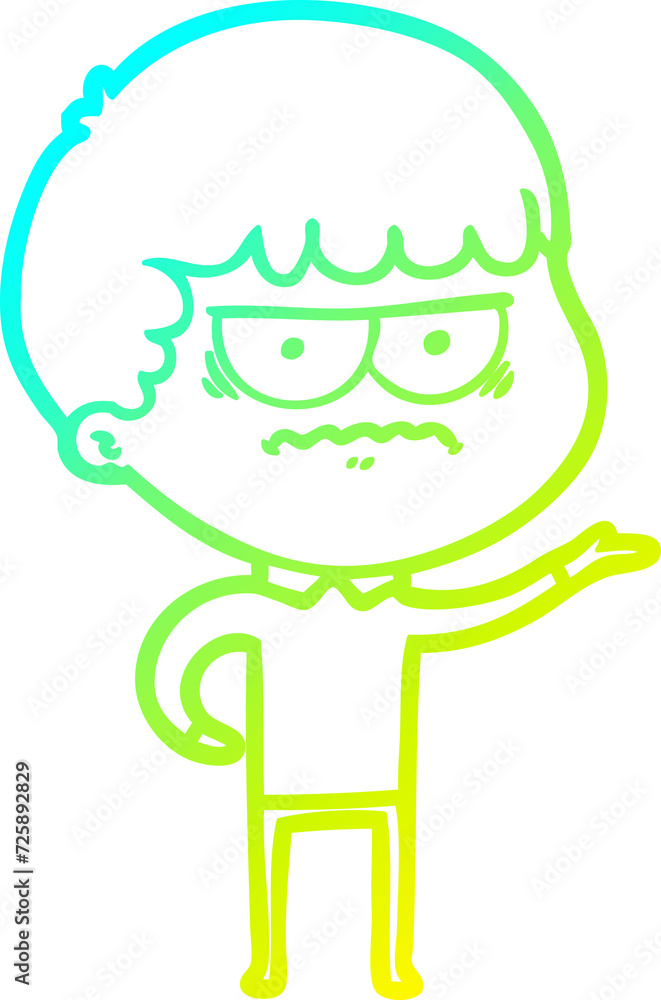 cold gradient line drawing cartoon annoyed man cold gradient line drawing cartoon annoyed man