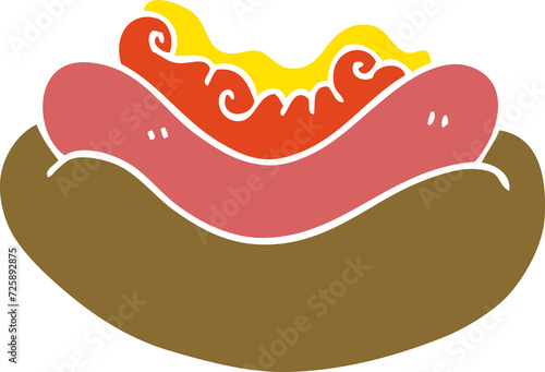 cartoon doodle hotdog in a bun photo