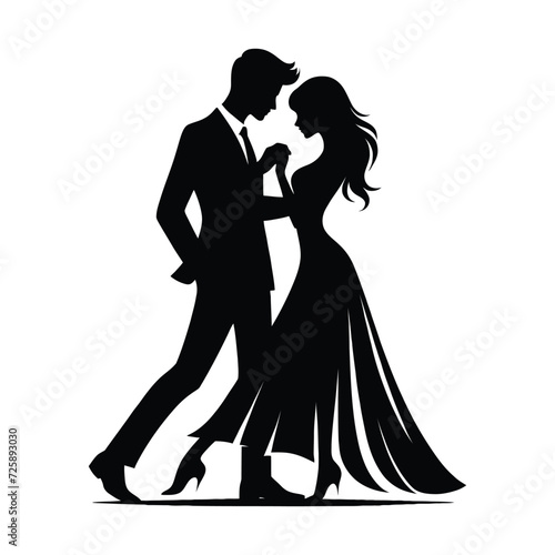 Romantic Couple Silhouette in Elegant Attire