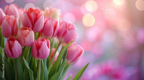 Pink Tulips in Soft Focus with Sparkling Bokeh