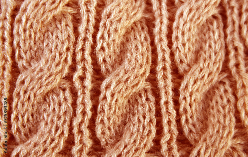Close up background of knitted wool cashmere fabric knitwear texture.Peach fuzz - color of the year 2024.Selective focus.
Close up background of knitted wool cashmere fabric knitwear texture.Peach fuzz - color of the year 2024.Selective focus.