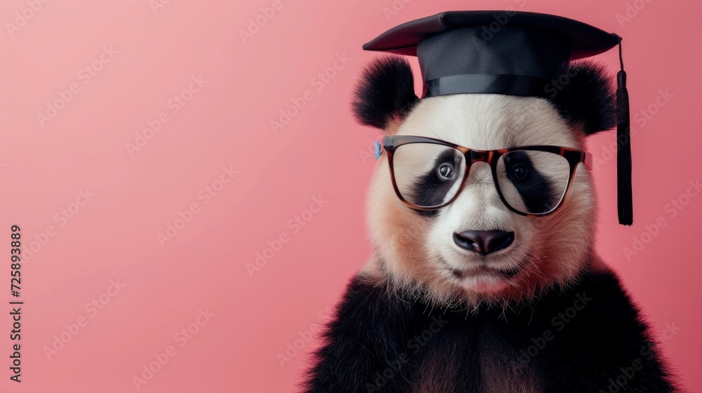 Scholarly Panda with Book Conceptual Portrait