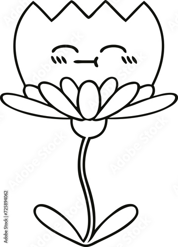 line drawing cartoon flower