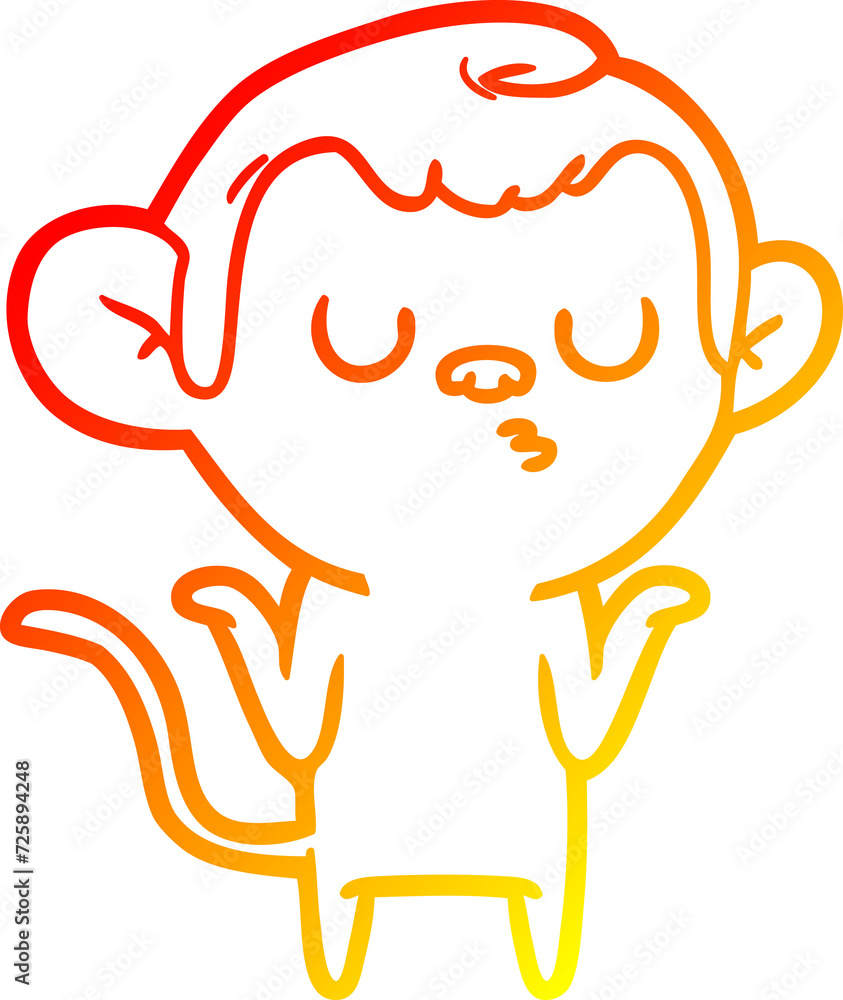 warm gradient line drawing cartoon monkey warm gradient line drawing cartoon monkey