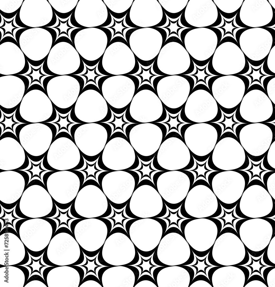 Naklejka premium Vector seamless texture in the form of a lattice with an abstract pattern in black on a white background