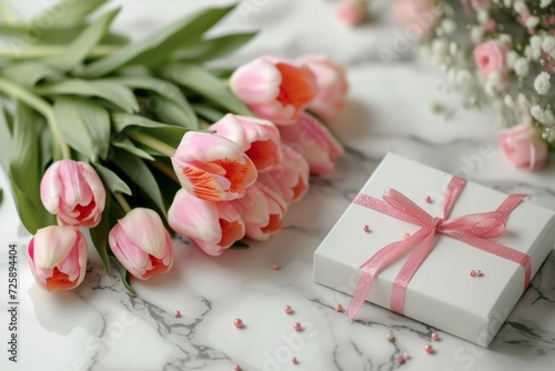 Elegant Pink Tulips with Blank Card