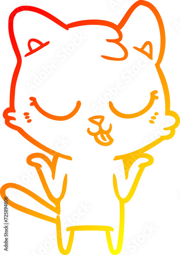 warm gradient line drawing cartoon cat shrugging shoulders