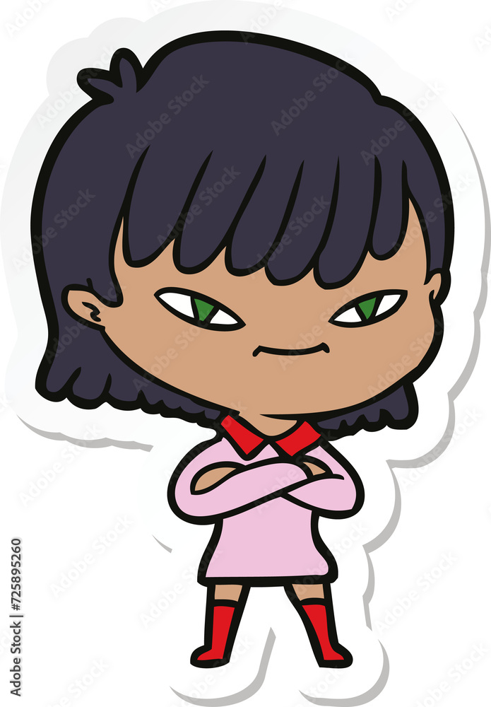sticker of a cartoon woman sticker of a cartoon woman