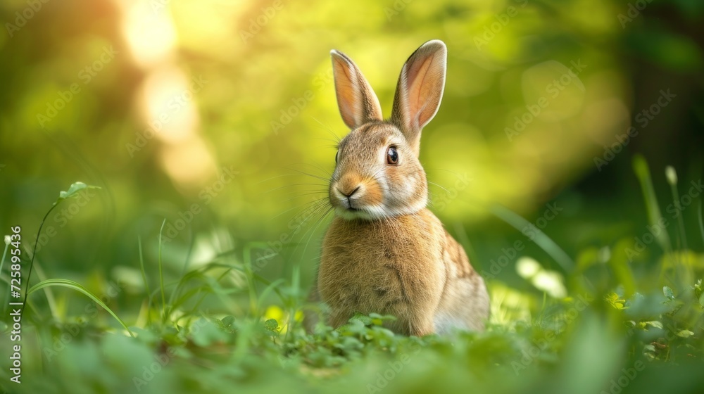 Serene Rabbit in Lush Meadow at Dawn Serene Rabbit in Lush Meadow at Dawn