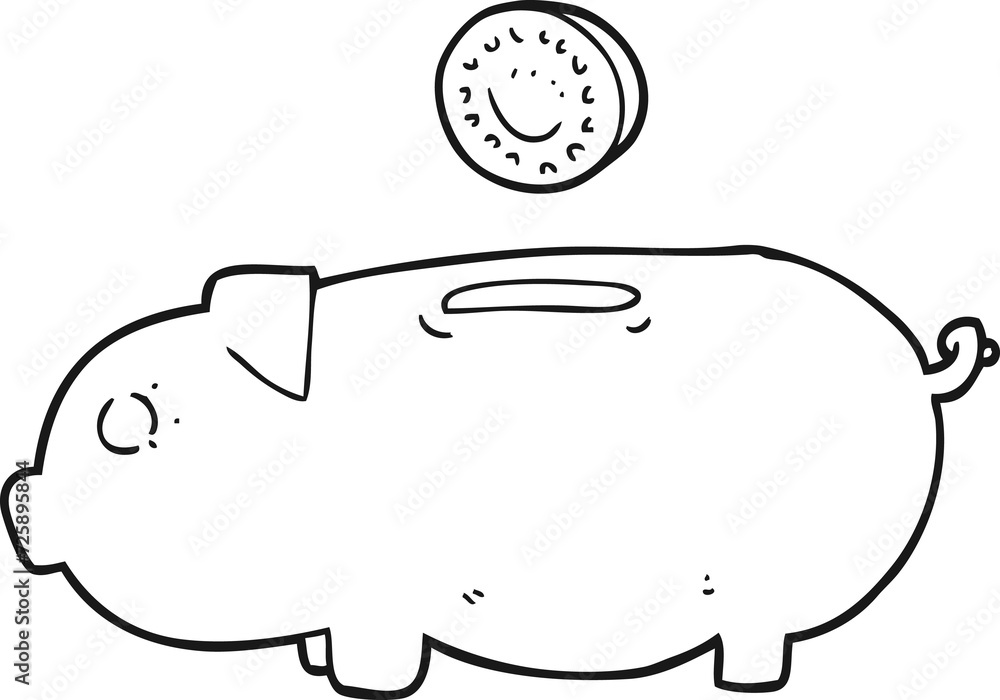 black and white cartoon piggy bank black and white cartoon piggy bank