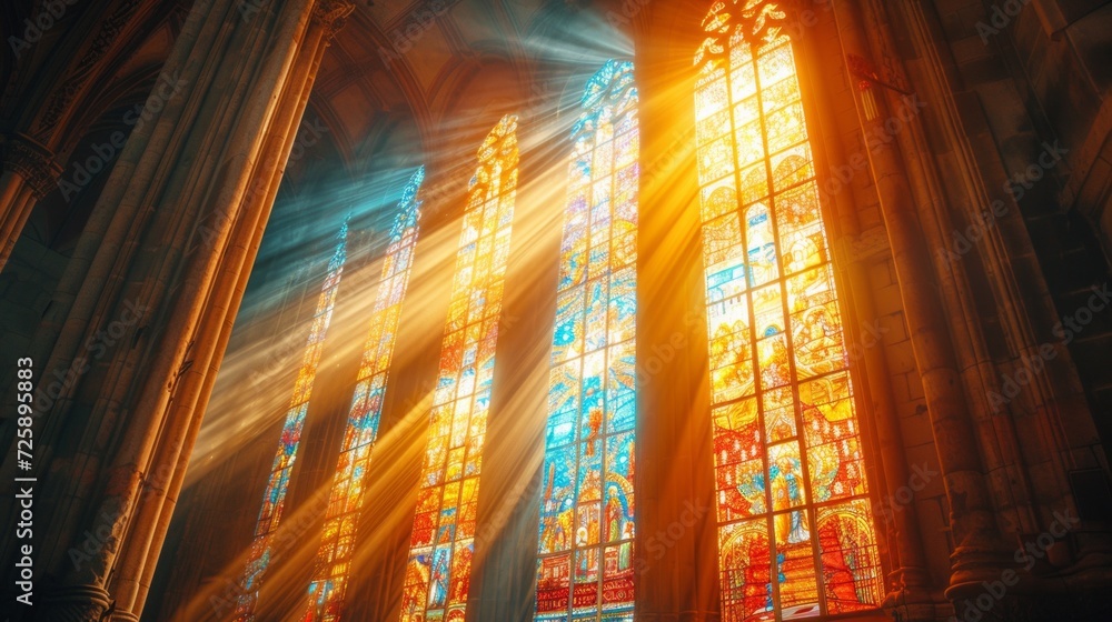 Sunlight Through Stained Glass Window