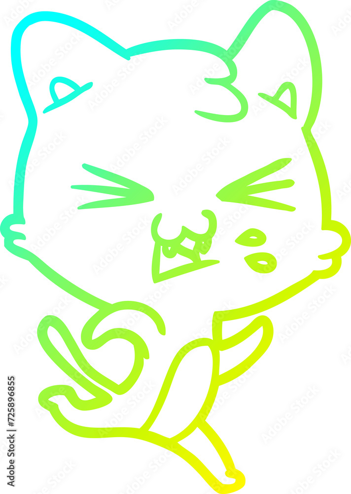 cold gradient line drawing cartoon cat hissing cold gradient line drawing cartoon cat hissing