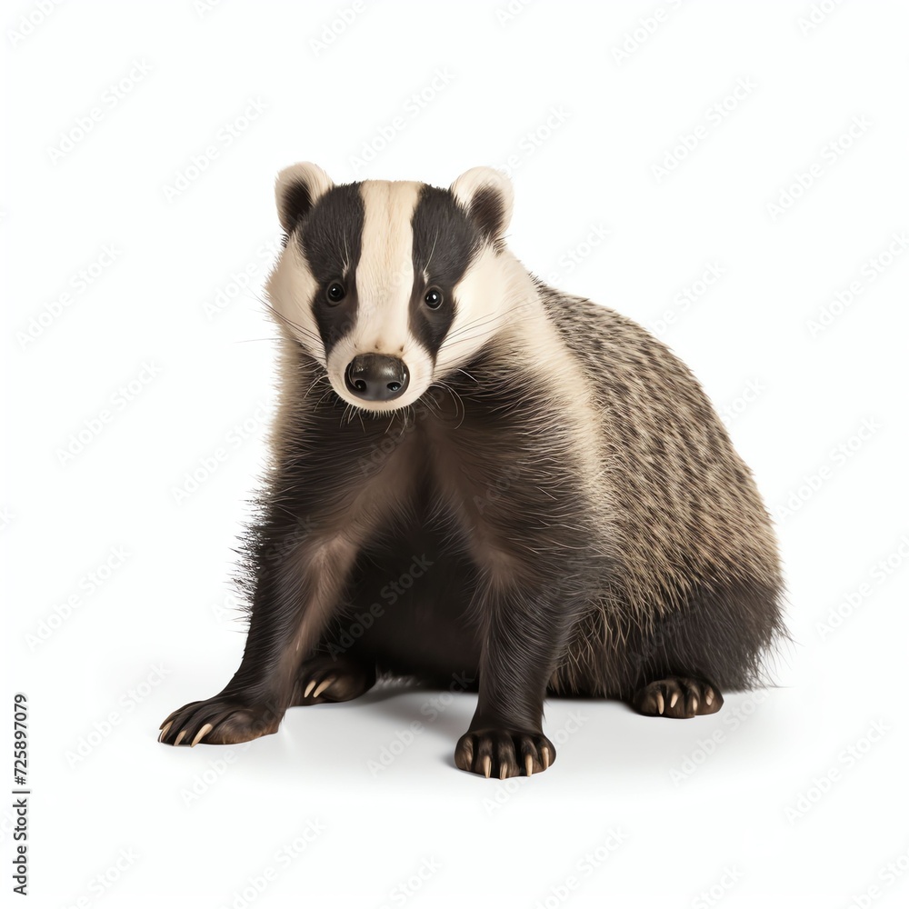 a badger, studio light , isolated on white background a badger, studio light , isolated on white background