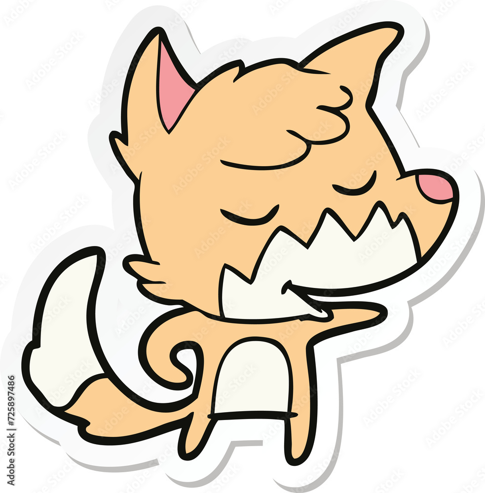 sticker of a friendly cartoon fox sticker of a friendly cartoon fox