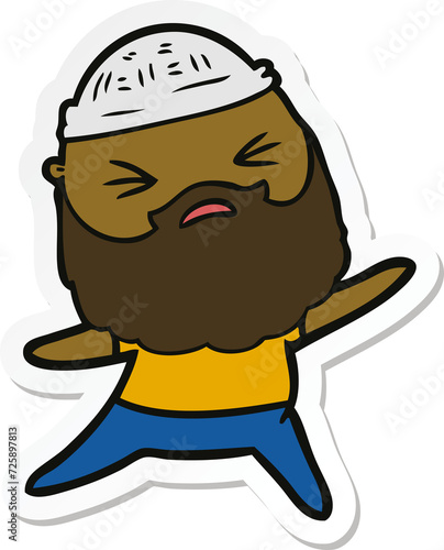 sticker of a cartoon man with beard