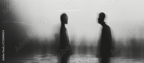 Two figures conversing while 100% blurred. photo